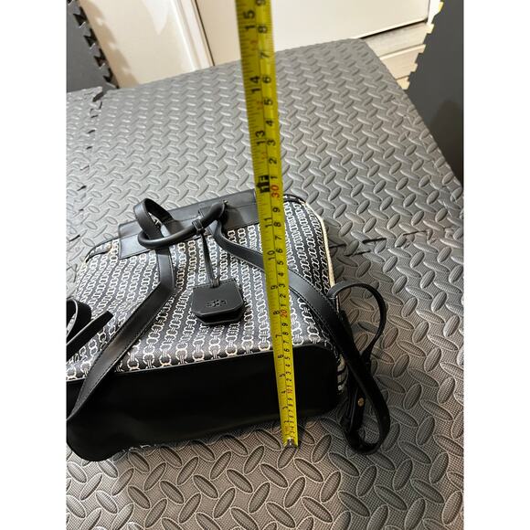 Tory Burch Gemini Link Canvas Leather Backpack Black & White Womens Travel - Picture 16 of 16